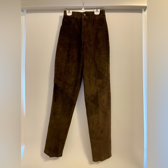 High waisted Danier brown suede pants - Picture 2 of 6